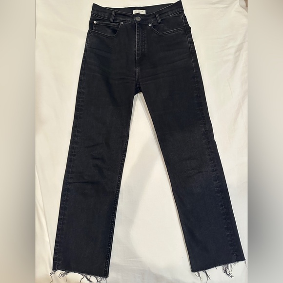 Sandro Paris Cropped Straight Leg High Rise Stretch Jeans - Picture 2 of 5